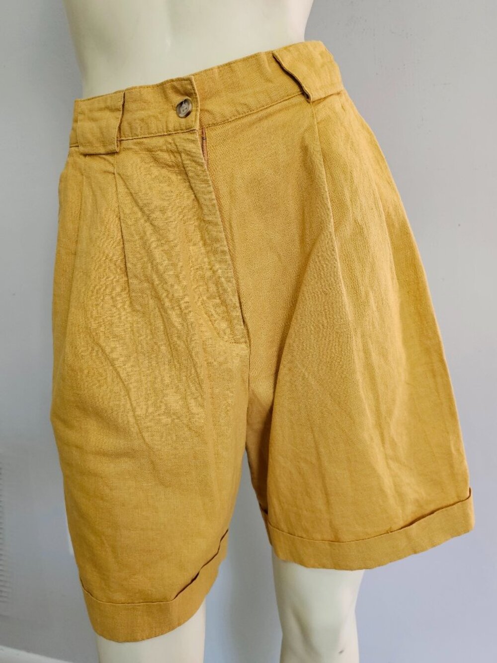 Vintage Yellow Linen Shorts